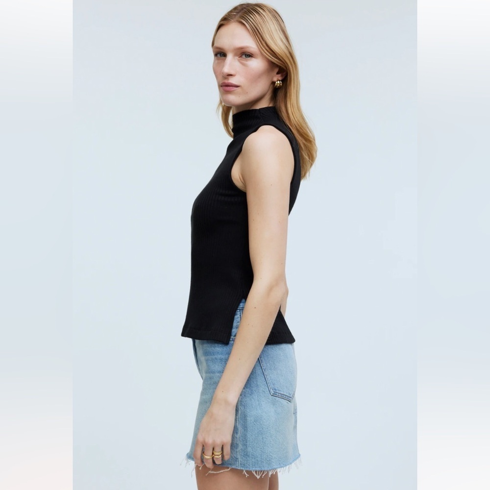 NEW Madewell Side-Slit Mockneck Tank Size XS True Black - Picture 3 of 10